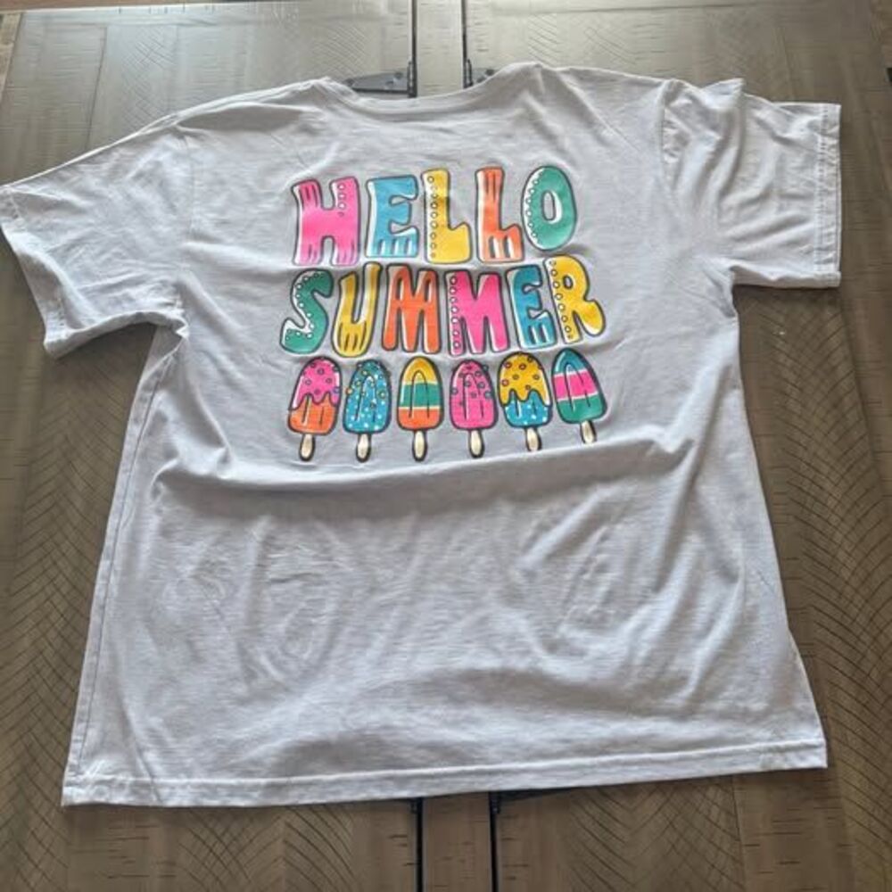 Southern Y’all Hello Summer T-Shirt Women’s XL Blue Gray